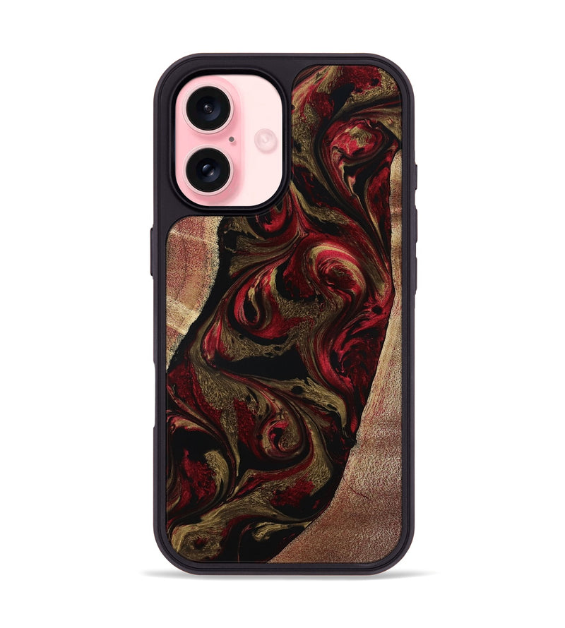 iPhone 16 Wood Phone Case - Malik (Red, 800383)