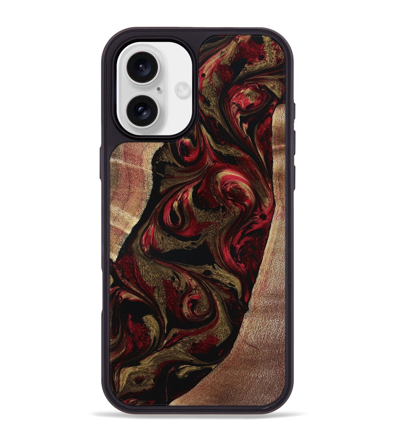 iPhone 16 Plus Wood Phone Case - Malik (Red, 800383)
