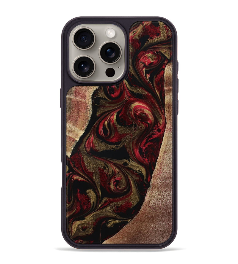 iPhone 16 Pro Max Wood Phone Case - Malik (Red, 800383)