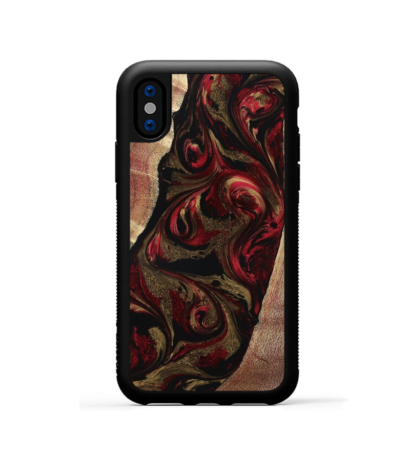 iPhone Xs Wood Phone Case - Malik (Red, 800383)
