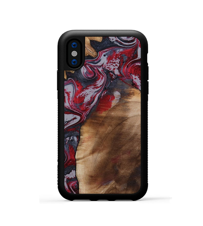 iPhone Xs Wood Phone Case - Santino (Red, 800384)