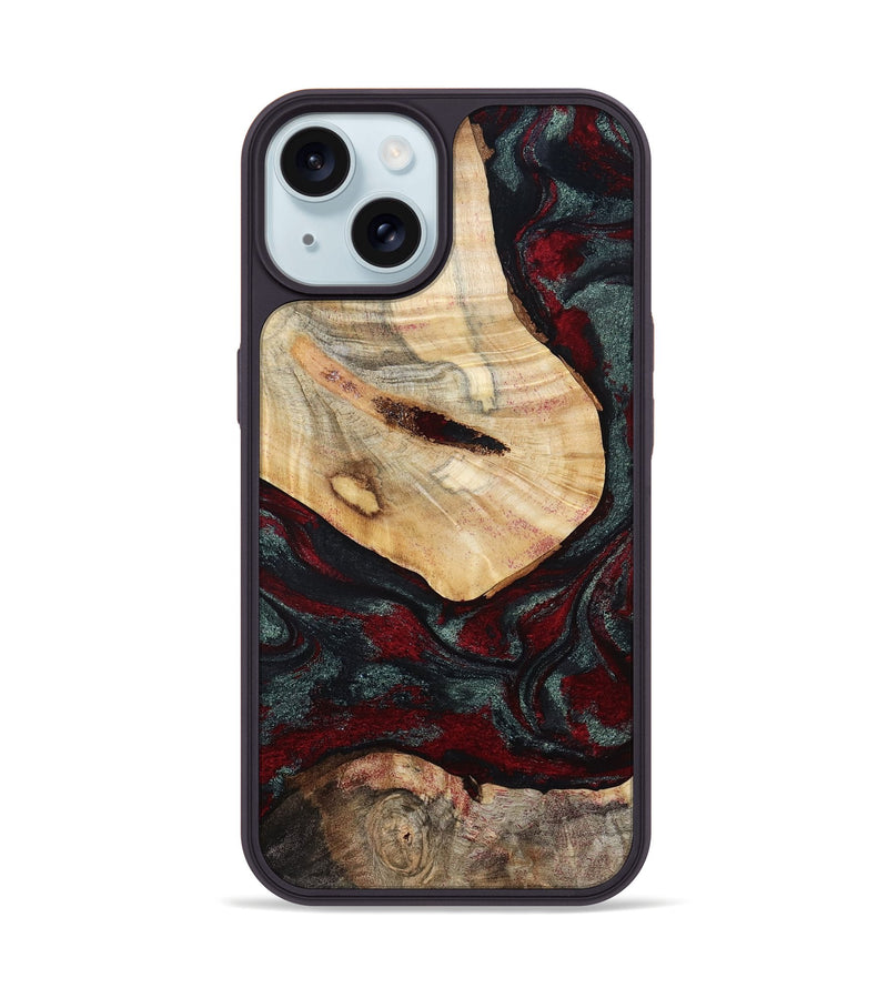 iPhone 15 Wood Phone Case - Gia (Red, 800385)