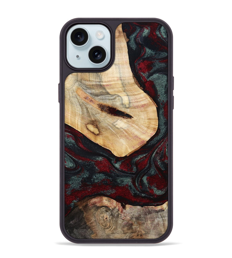 iPhone 15 Plus Wood Phone Case - Gia (Red, 800385)