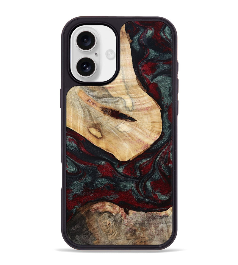 iPhone 16 Plus Wood Phone Case - Gia (Red, 800385)