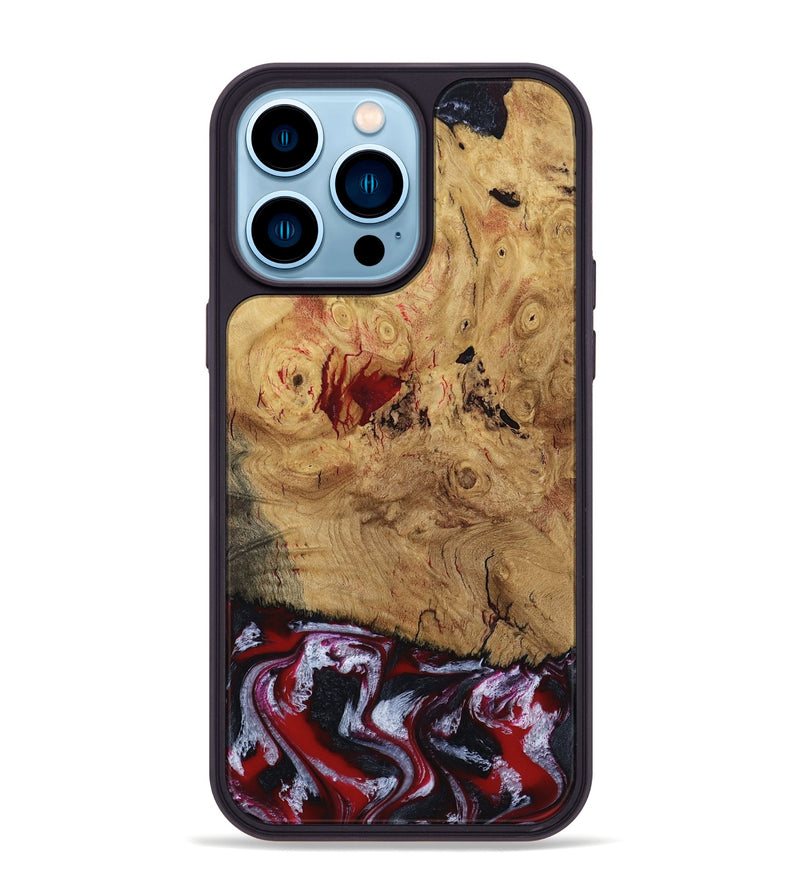 iPhone 14 Pro Max Wood Phone Case - Wendi (Red, 800387)