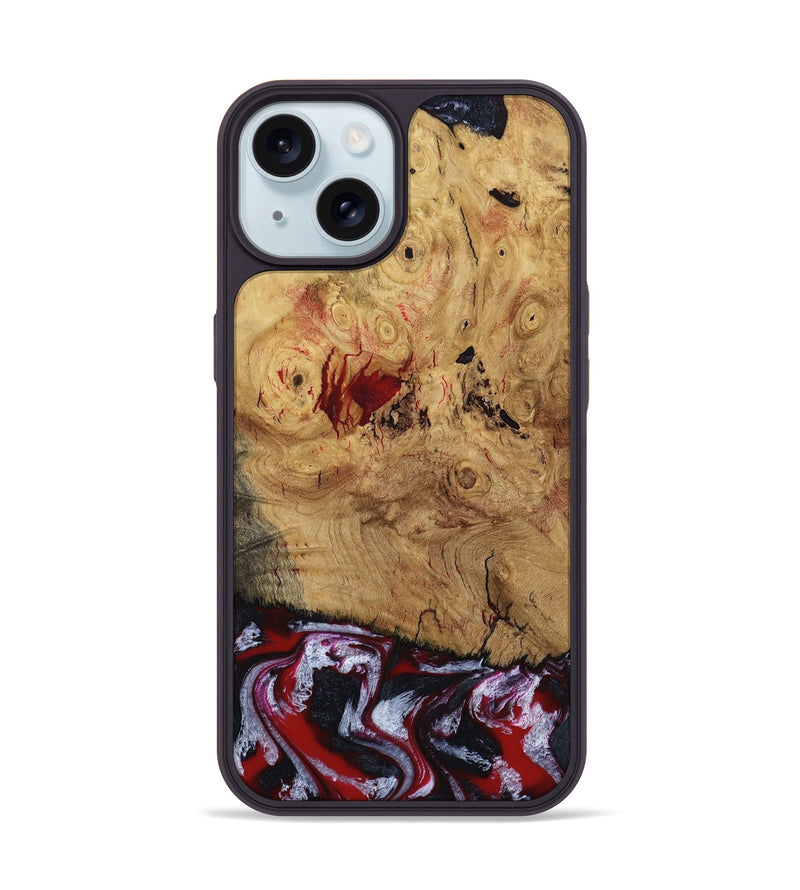 iPhone 15 Wood Phone Case - Wendi (Red, 800387)