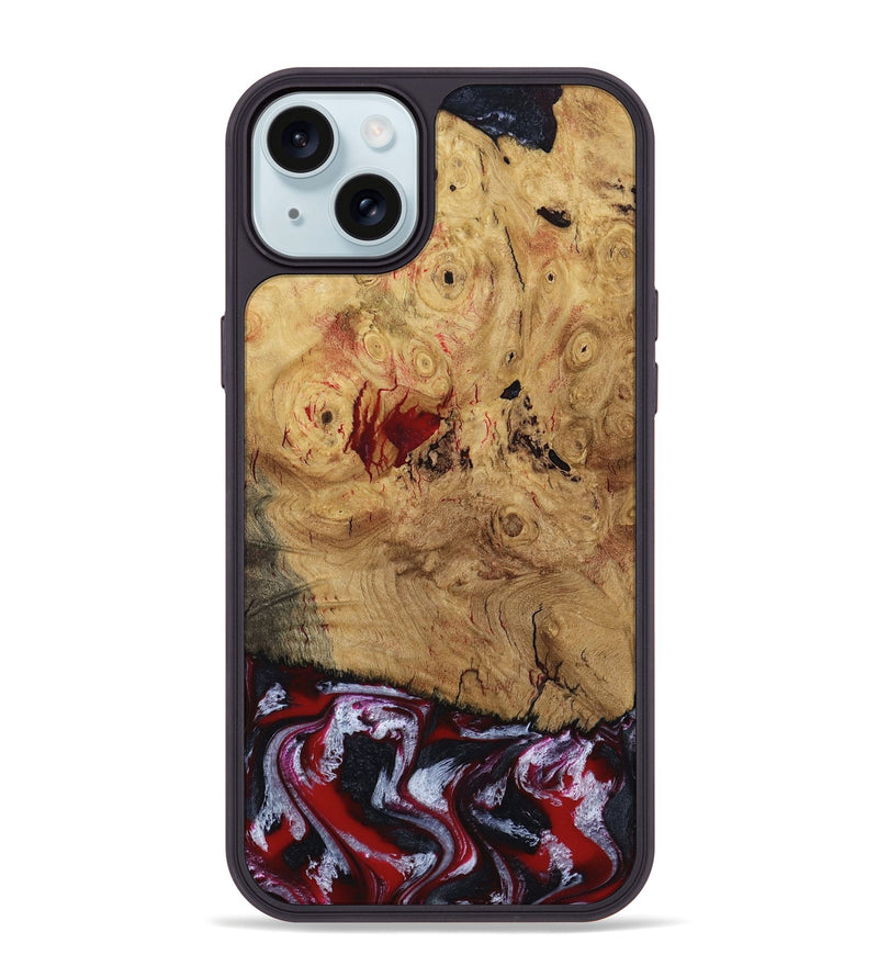 iPhone 15 Plus Wood Phone Case - Wendi (Red, 800387)