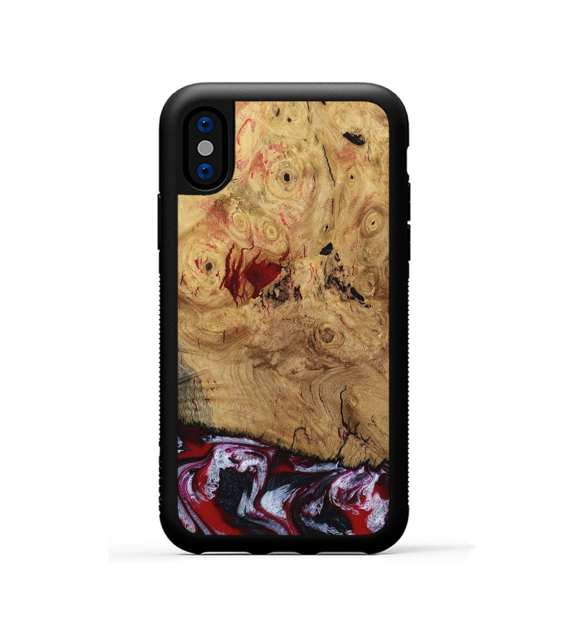 iPhone Xs Wood Phone Case - Wendi (Red, 800387)