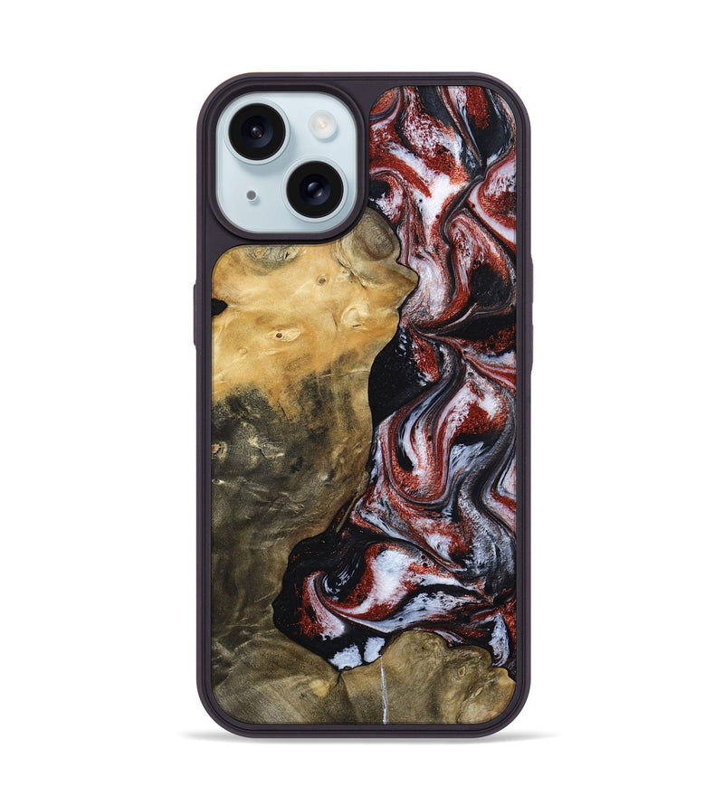 iPhone 15 Wood Phone Case - Roscoe (Black & White, 800390)