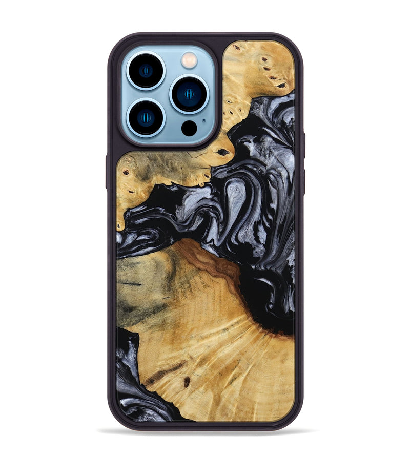 iPhone 14 Pro Max Wood Phone Case - Dawna (Black & White, 800392)