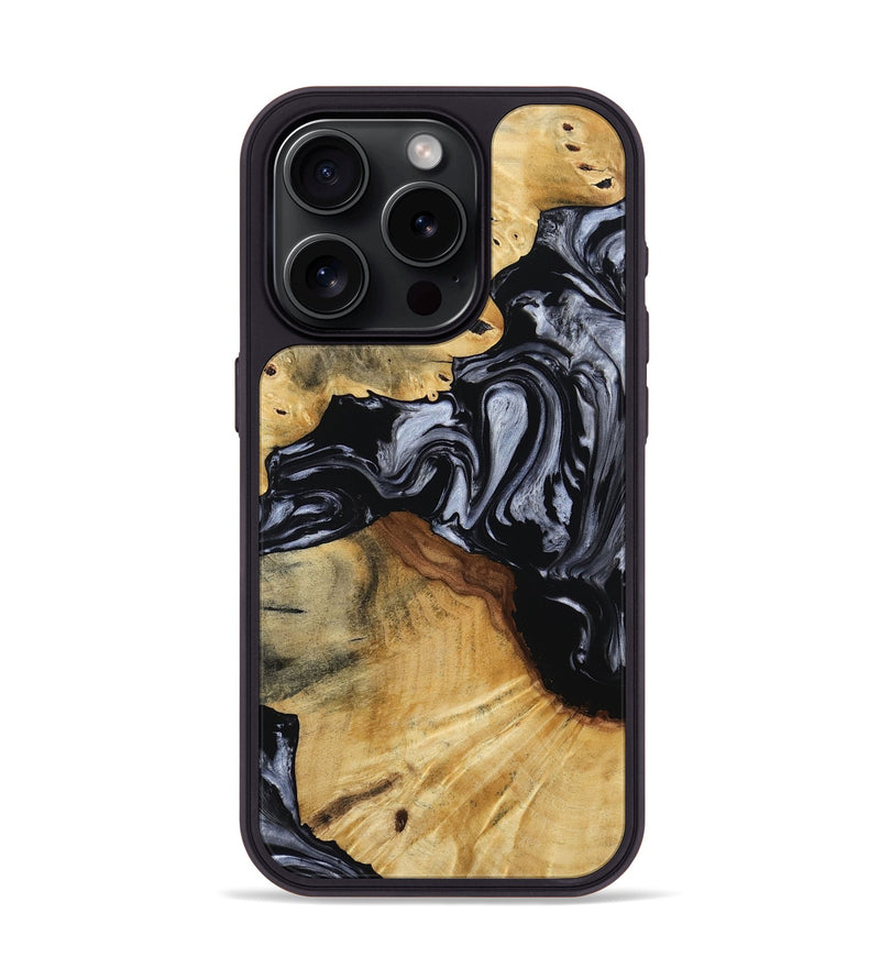 iPhone 15 Pro Wood Phone Case - Dawna (Black & White, 800392)
