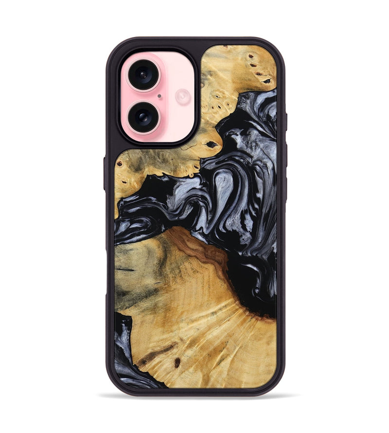 iPhone 16 Wood Phone Case - Dawna (Black & White, 800392)
