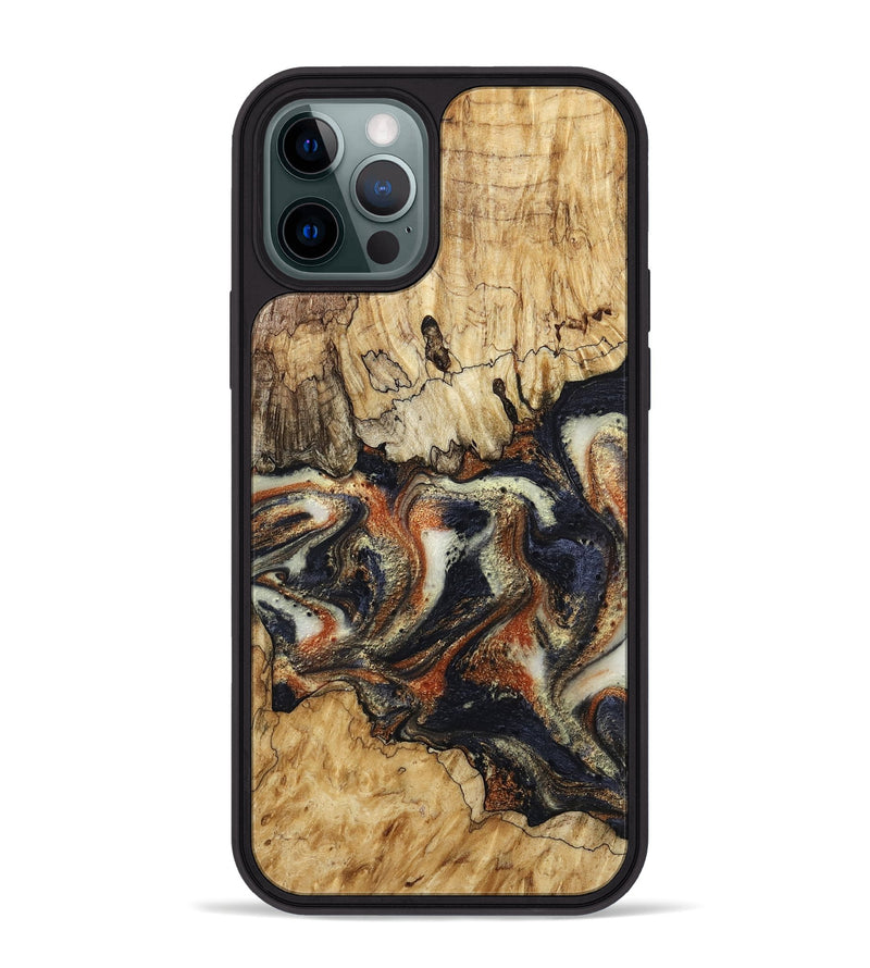 iPhone 12 Pro Max Wood Phone Case - Joanna (Black & White, 800393)