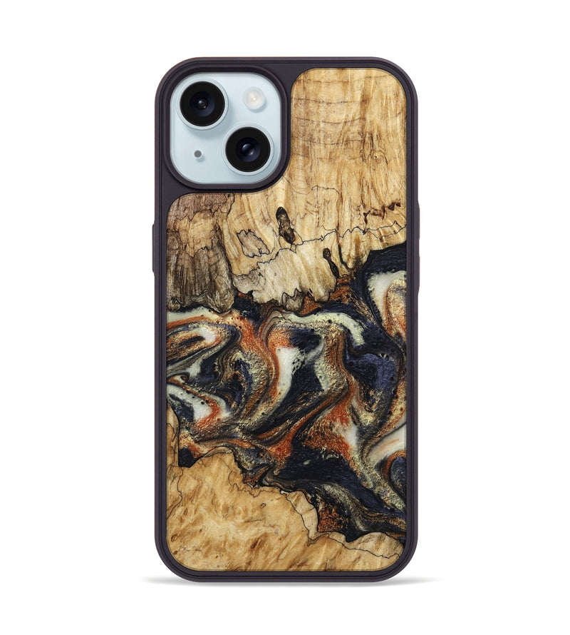 iPhone 15 Wood Phone Case - Joanna (Black & White, 800393)