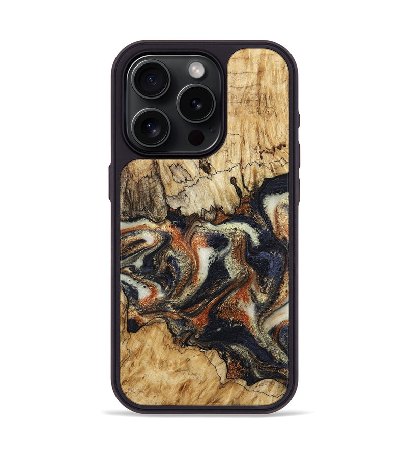iPhone 15 Pro Wood Phone Case - Joanna (Black & White, 800393)