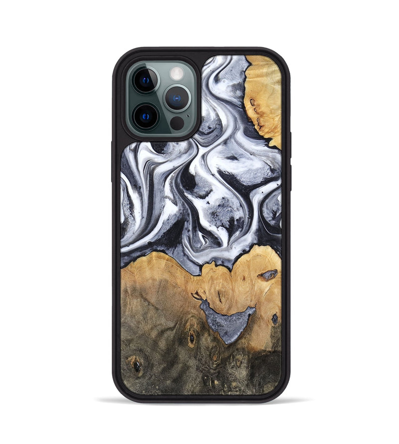 iPhone 12 Pro Wood Phone Case - Capri (Black & White, 800394)