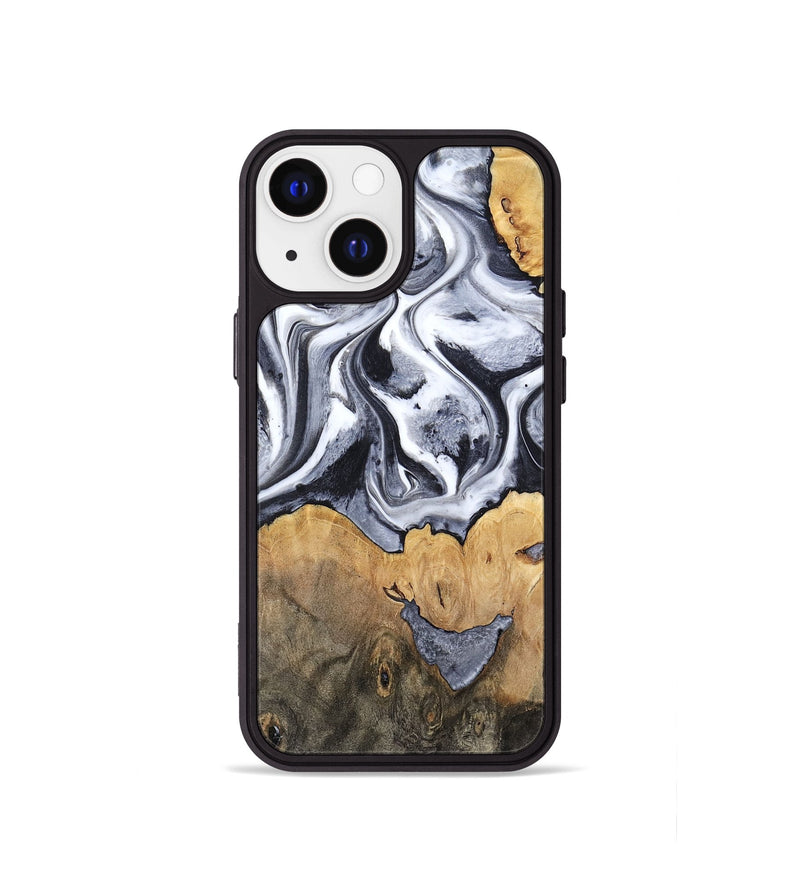 iPhone 13 mini Wood Phone Case - Capri (Black & White, 800394)