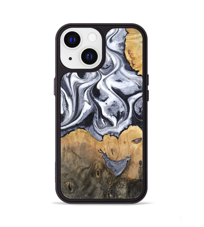 iPhone 13 Wood Phone Case - Capri (Black & White, 800394)