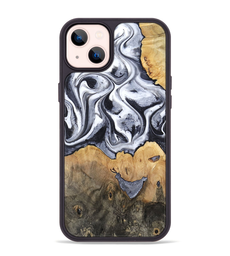 iPhone 14 Plus Wood Phone Case - Capri (Black & White, 800394)