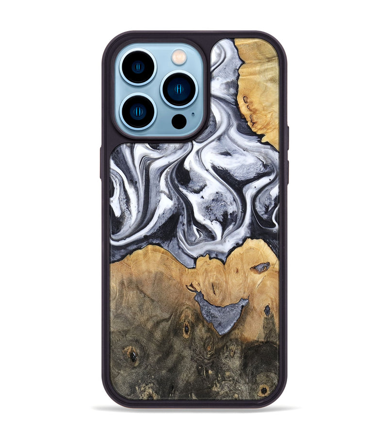 iPhone 14 Pro Max Wood Phone Case - Capri (Black & White, 800394)