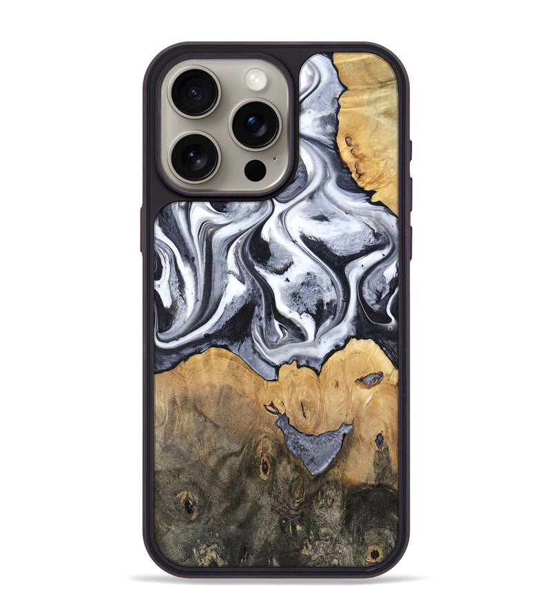 iPhone 15 Pro Max Wood Phone Case - Capri (Black & White, 800394)