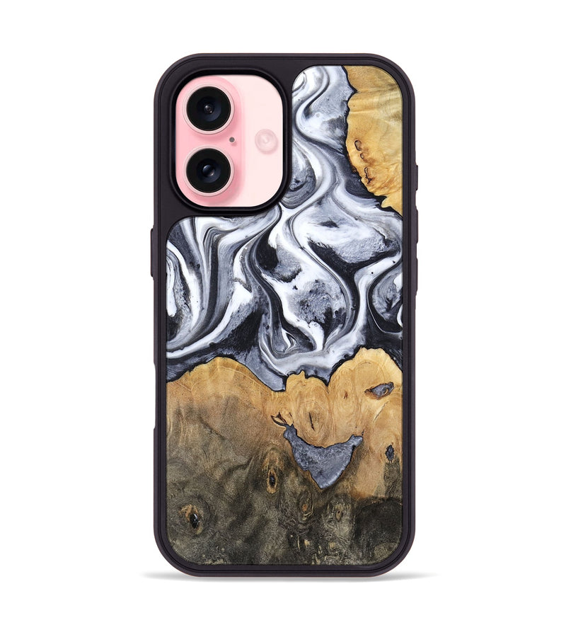 iPhone 16 Wood Phone Case - Capri (Black & White, 800394)