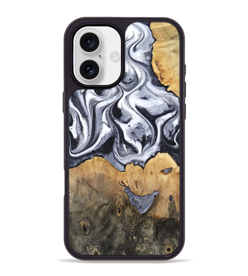 iPhone 16 Plus Wood Phone Case - Capri (Black & White, 800394)
