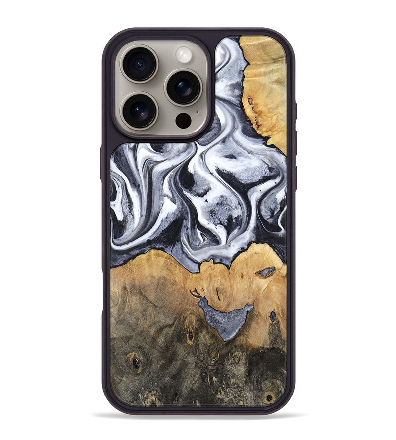 iPhone 16 Pro Max Wood Phone Case - Capri (Black & White, 800394)
