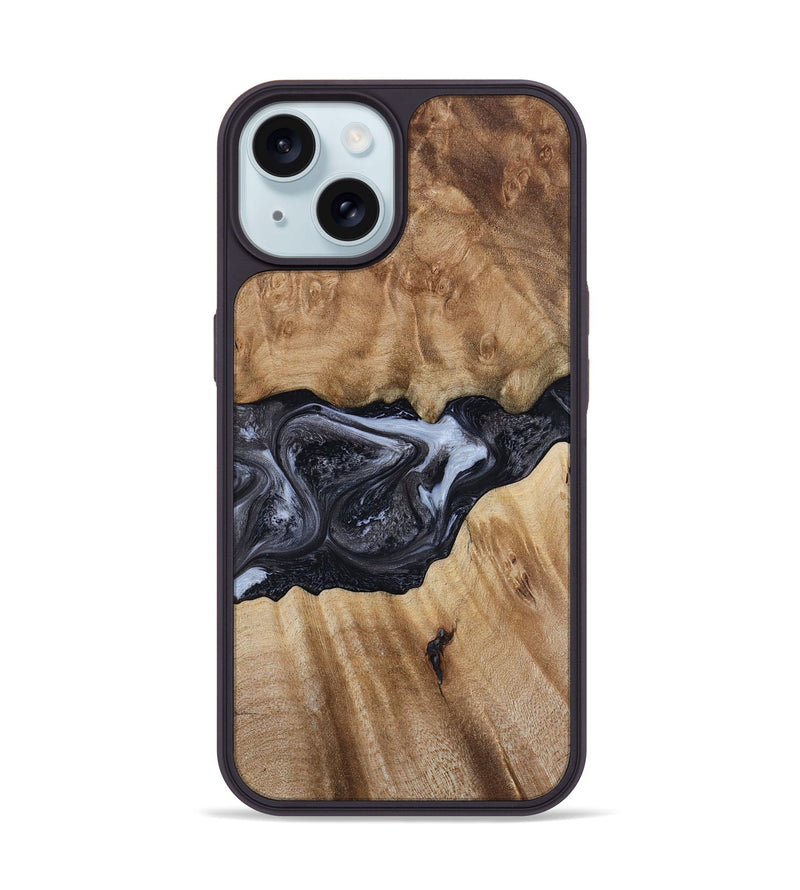 iPhone 15 Wood Phone Case - Alexa (Black & White, 800399)