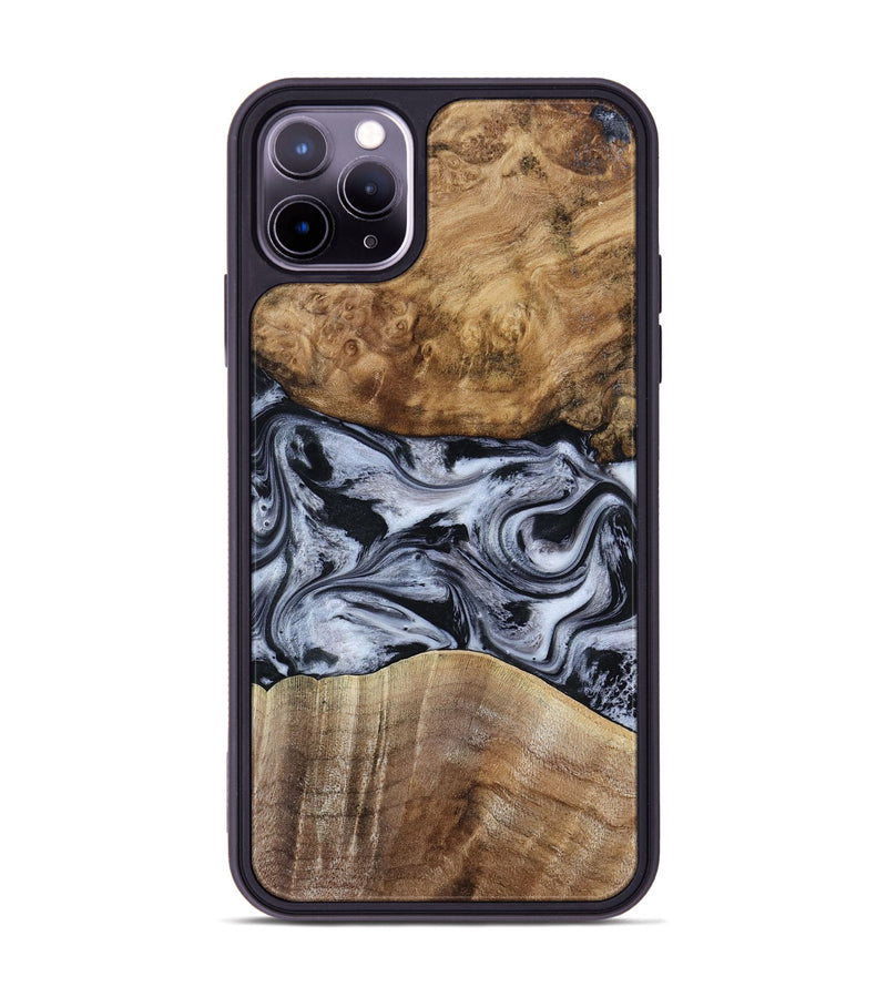 iPhone 11 Pro Max Wood Phone Case - Aliana (Black & White, 800400)