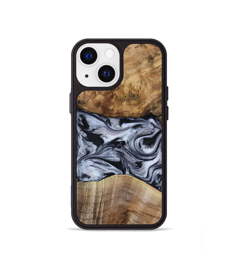 iPhone 13 mini Wood Phone Case - Aliana (Black & White, 800400)