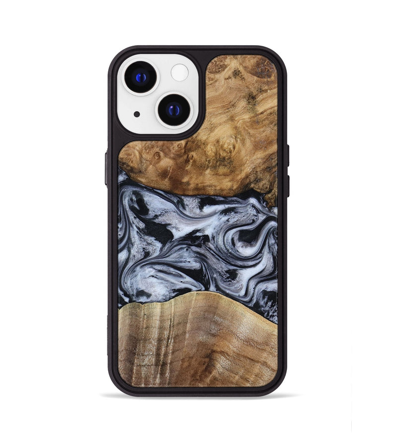 iPhone 13 Wood Phone Case - Aliana (Black & White, 800400)