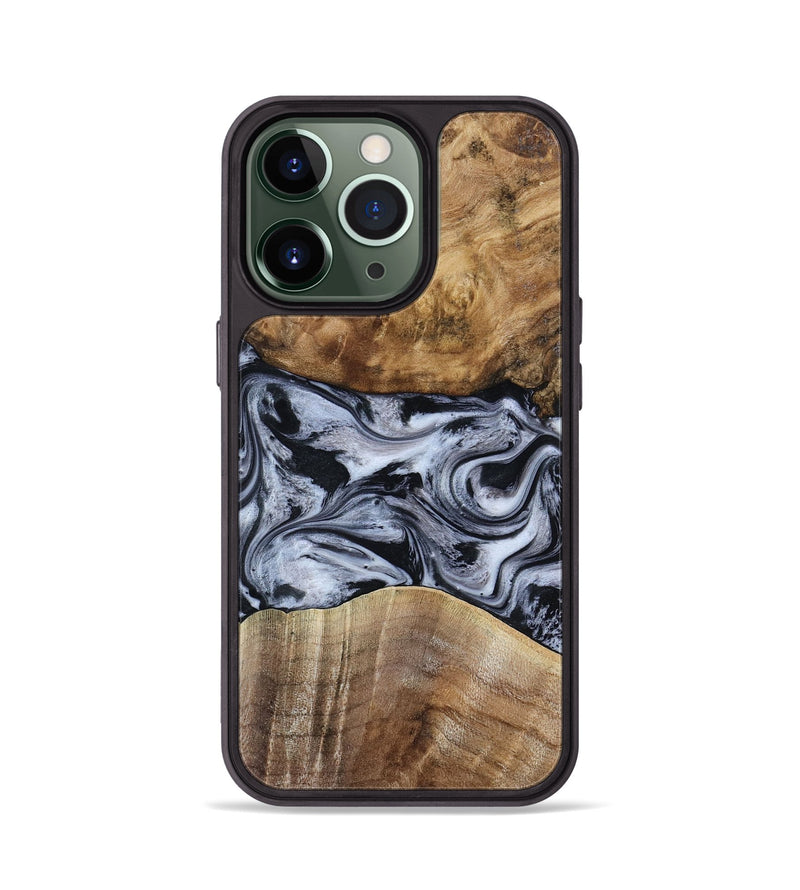 iPhone 13 Pro Wood Phone Case - Aliana (Black & White, 800400)