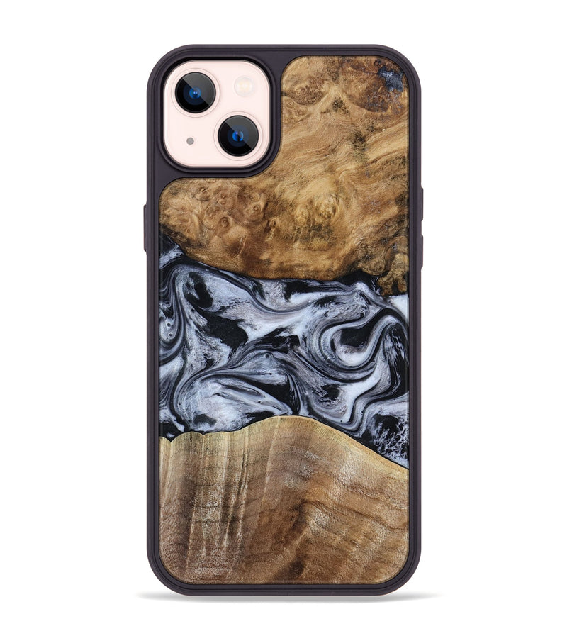 iPhone 14 Plus Wood Phone Case - Aliana (Black & White, 800400)