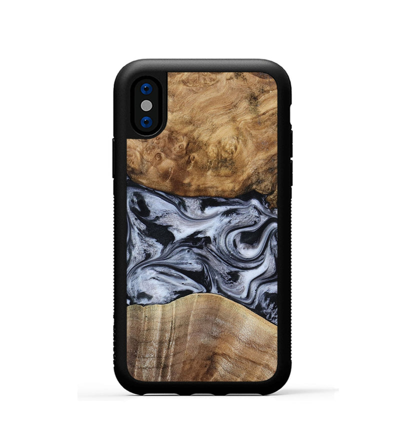 iPhone Xs Wood Phone Case - Aliana (Black & White, 800400)