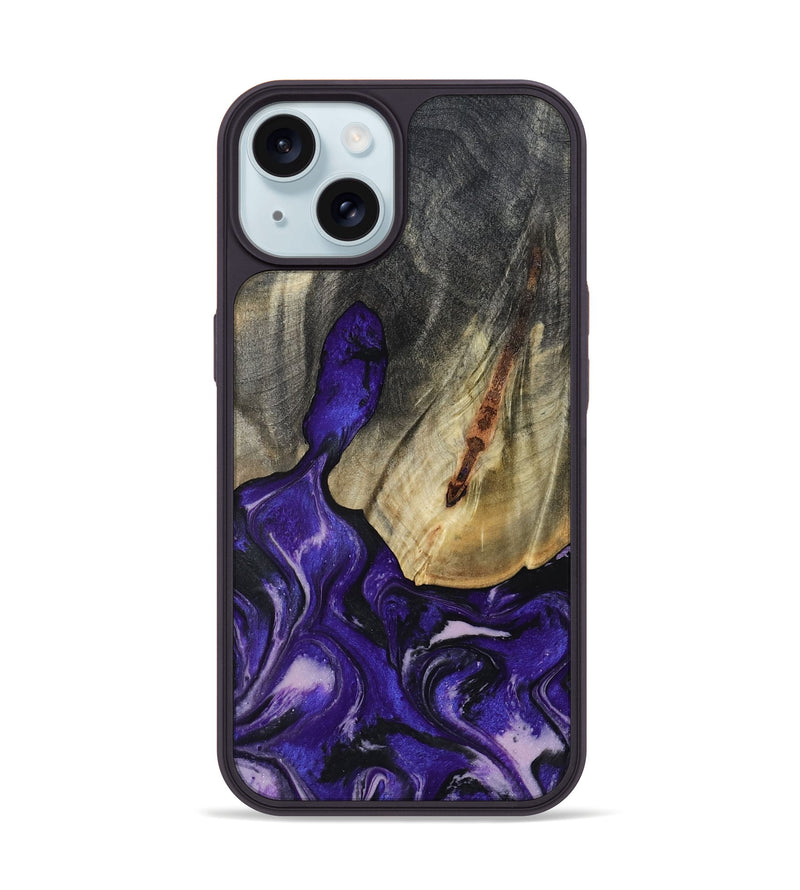 iPhone 15 Wood Phone Case - Nala (Purple, 800404)