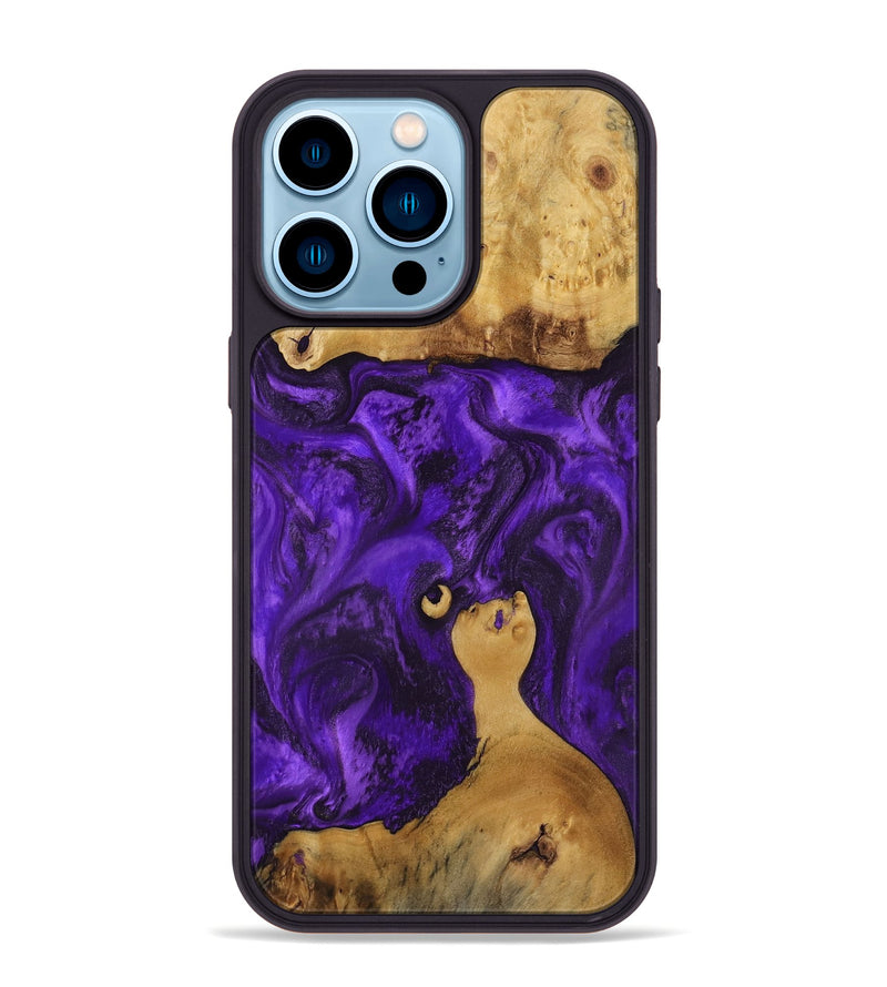 iPhone 14 Pro Max Wood Phone Case - Chantal (Purple, 800409)