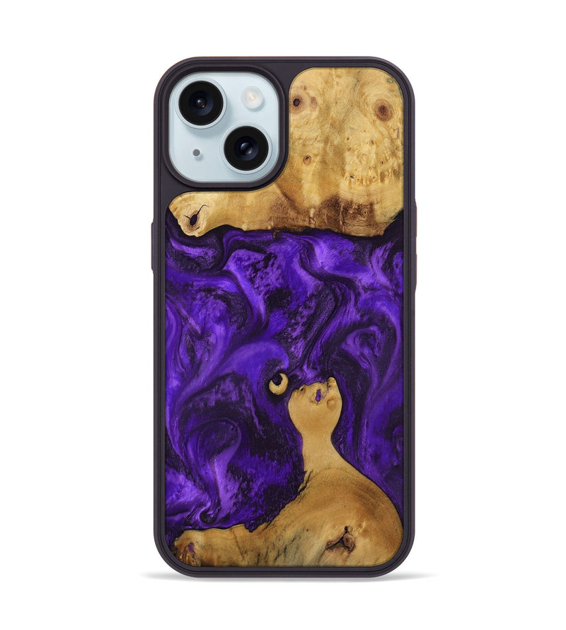 iPhone 15 Wood Phone Case - Chantal (Purple, 800409)