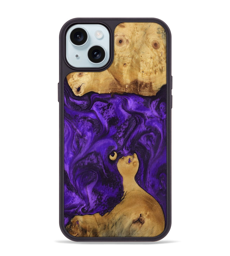 iPhone 15 Plus Wood Phone Case - Chantal (Purple, 800409)