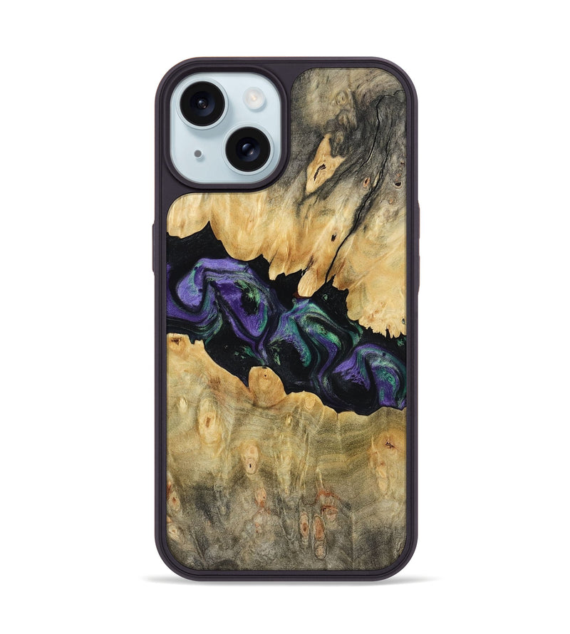 iPhone 15 Wood Phone Case - Lilia (Purple, 800412)