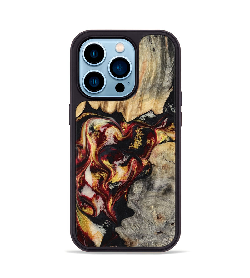 iPhone 14 Pro Wood Phone Case - Mable (Red, 800419)