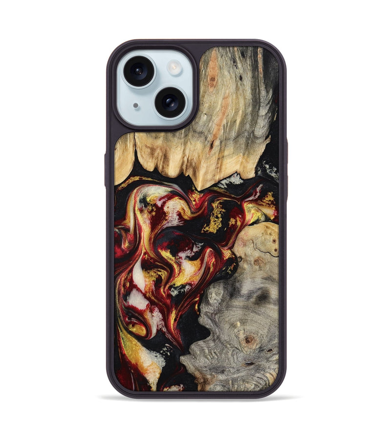 iPhone 15 Wood Phone Case - Mable (Red, 800419)
