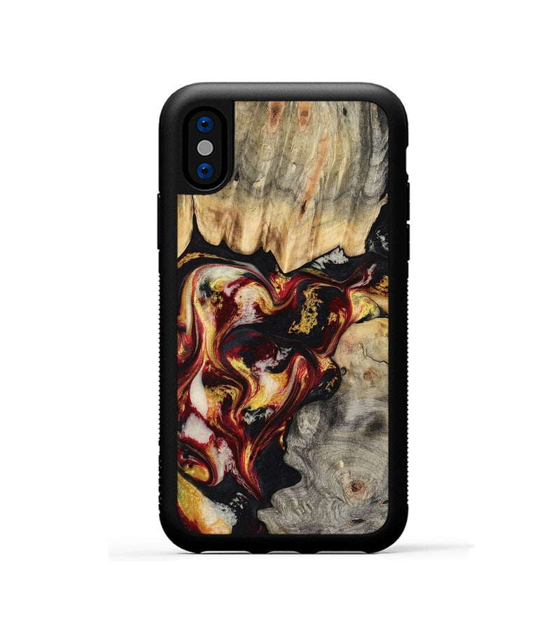 iPhone Xs Wood Phone Case - Mable (Red, 800419)