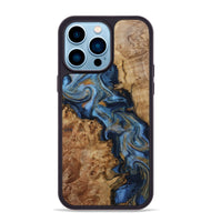 iPhone 14 Pro Max Wood Phone Case - Nayeli (Teal & Gold, 800421)