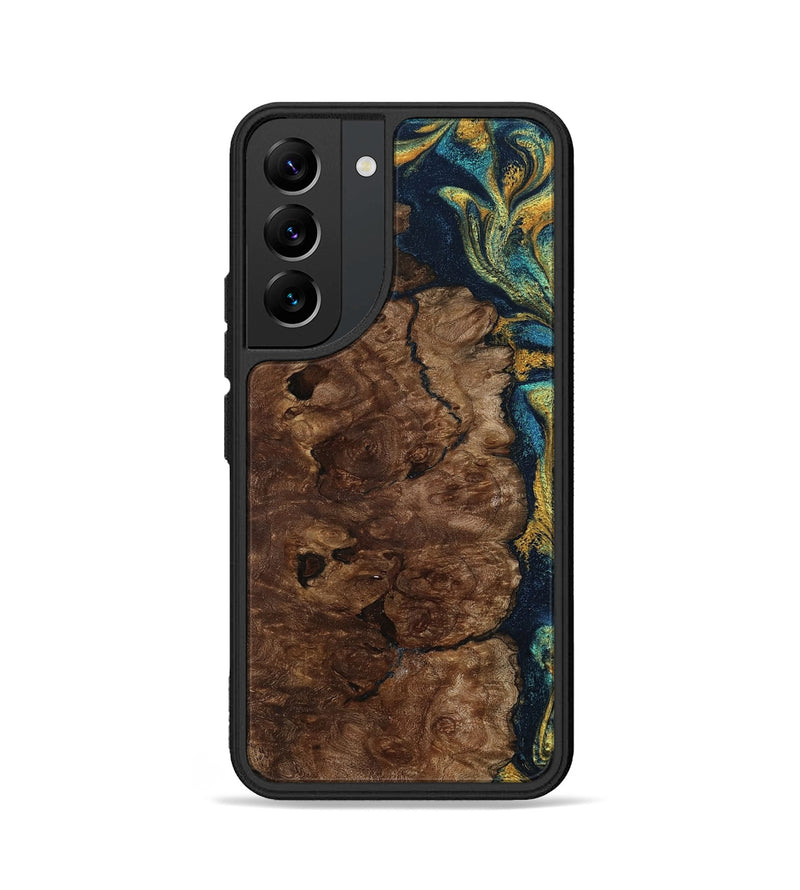 Galaxy S22 Wood Phone Case - Kamari (Teal & Gold, 800422)