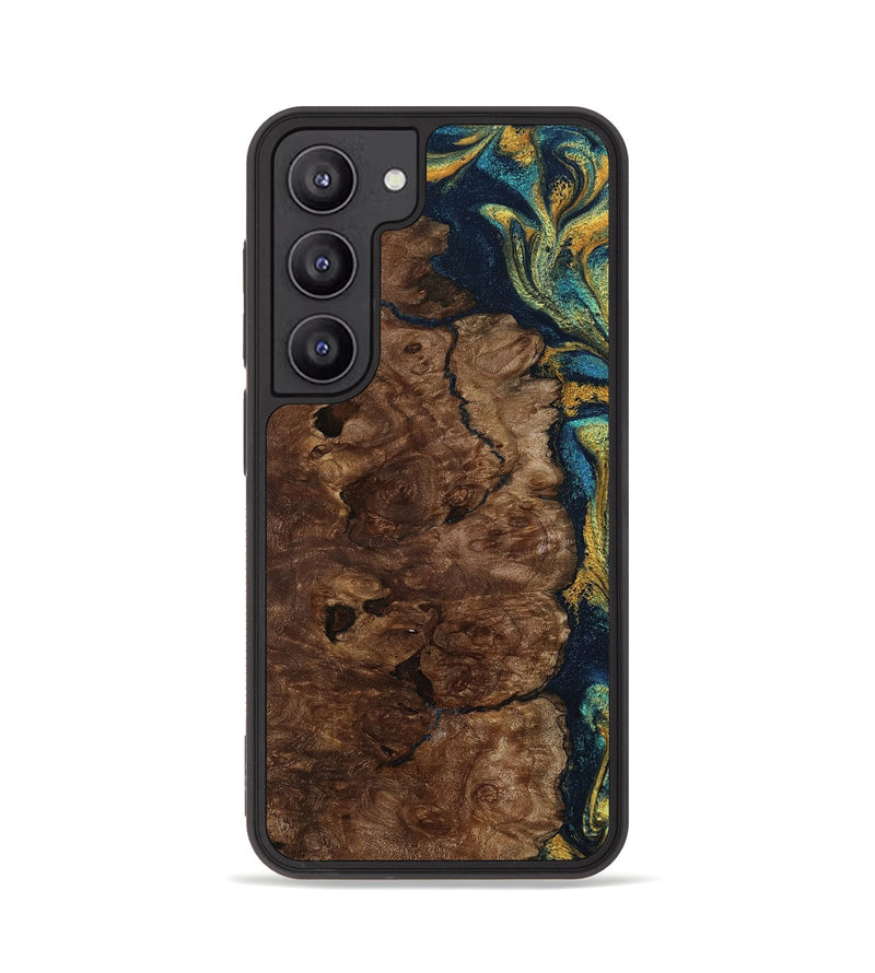 Galaxy S23 Wood Phone Case - Kamari (Teal & Gold, 800422)