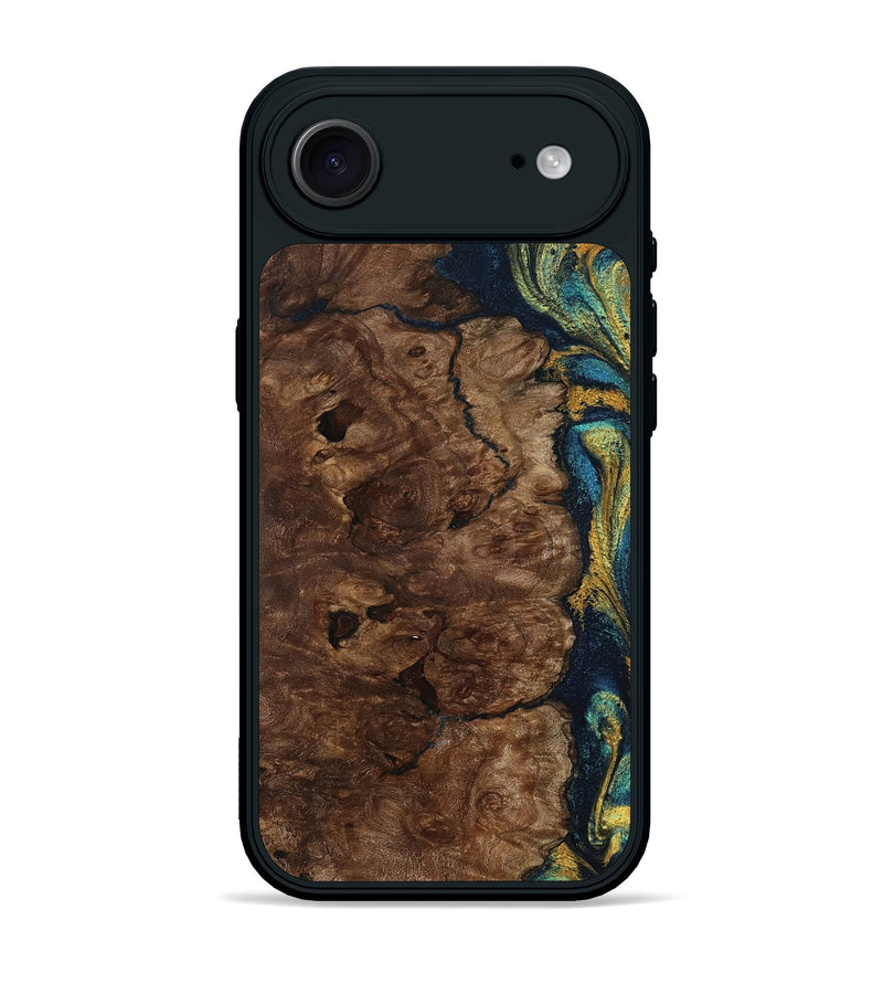 iPhone 17 Air Wood Phone Case - Kamari (Teal & Gold, 800422)