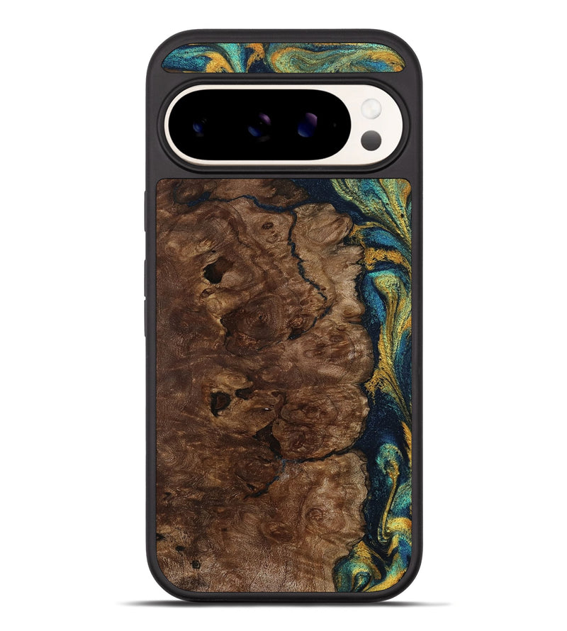 Pixel 10 Pro XL Wood Phone Case - Kamari (Teal & Gold, 800422)