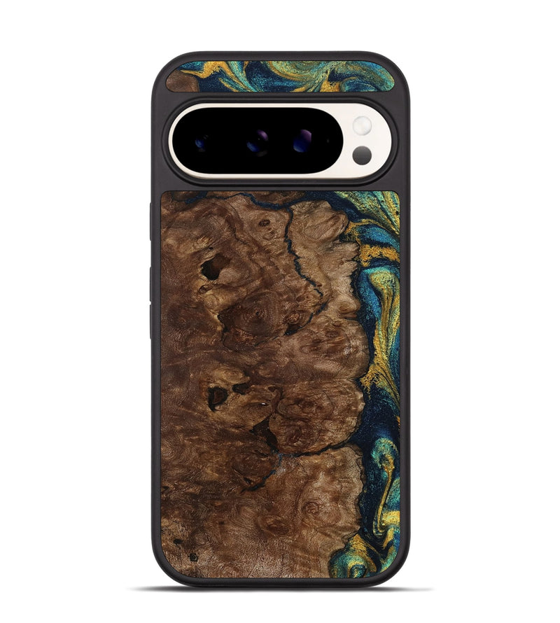 Pixel 9 Pro Wood Phone Case - Kamari (Teal & Gold, 800422)