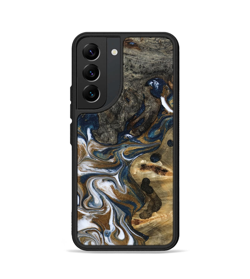 Galaxy S22 Wood Phone Case - August (Teal & Gold, 800424)